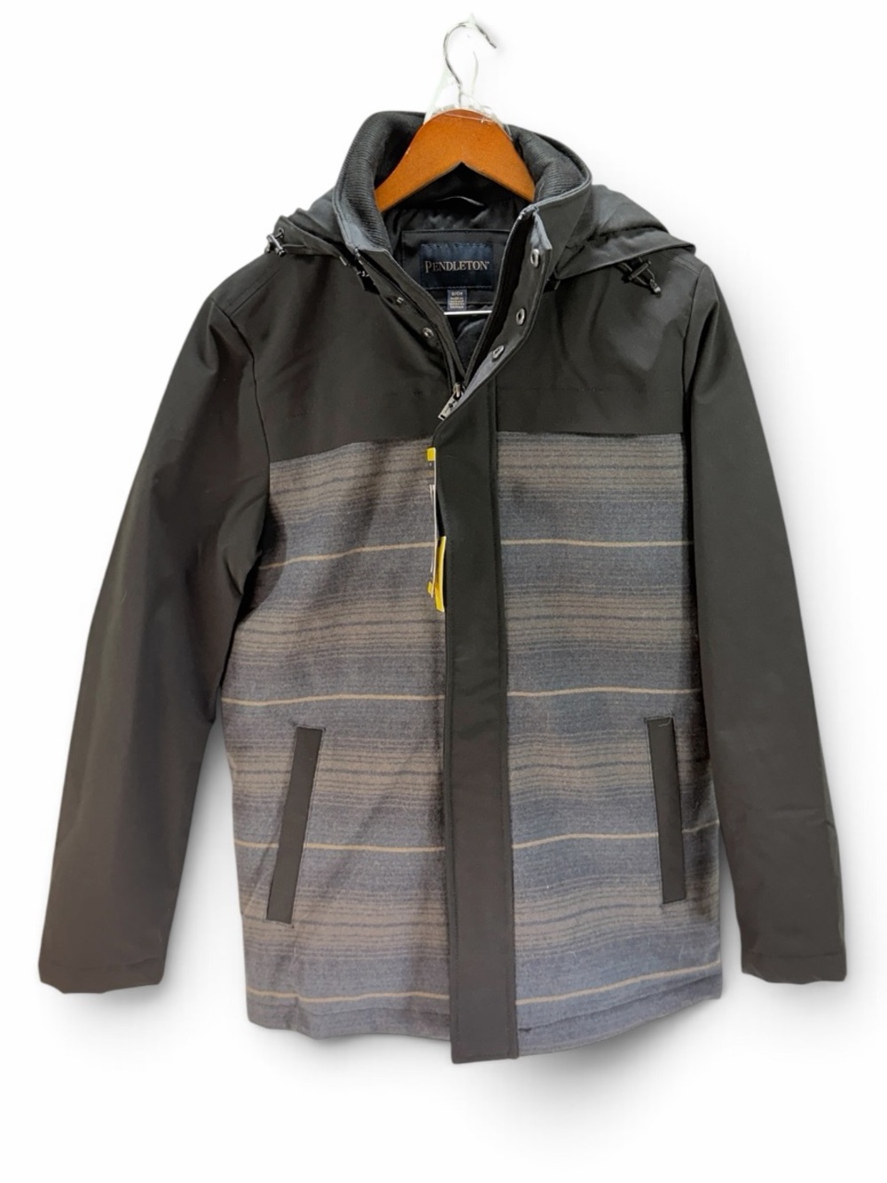 Pendleton Hooded Wool Blend Insulated Jacket coat Black Blue Size Small NWT